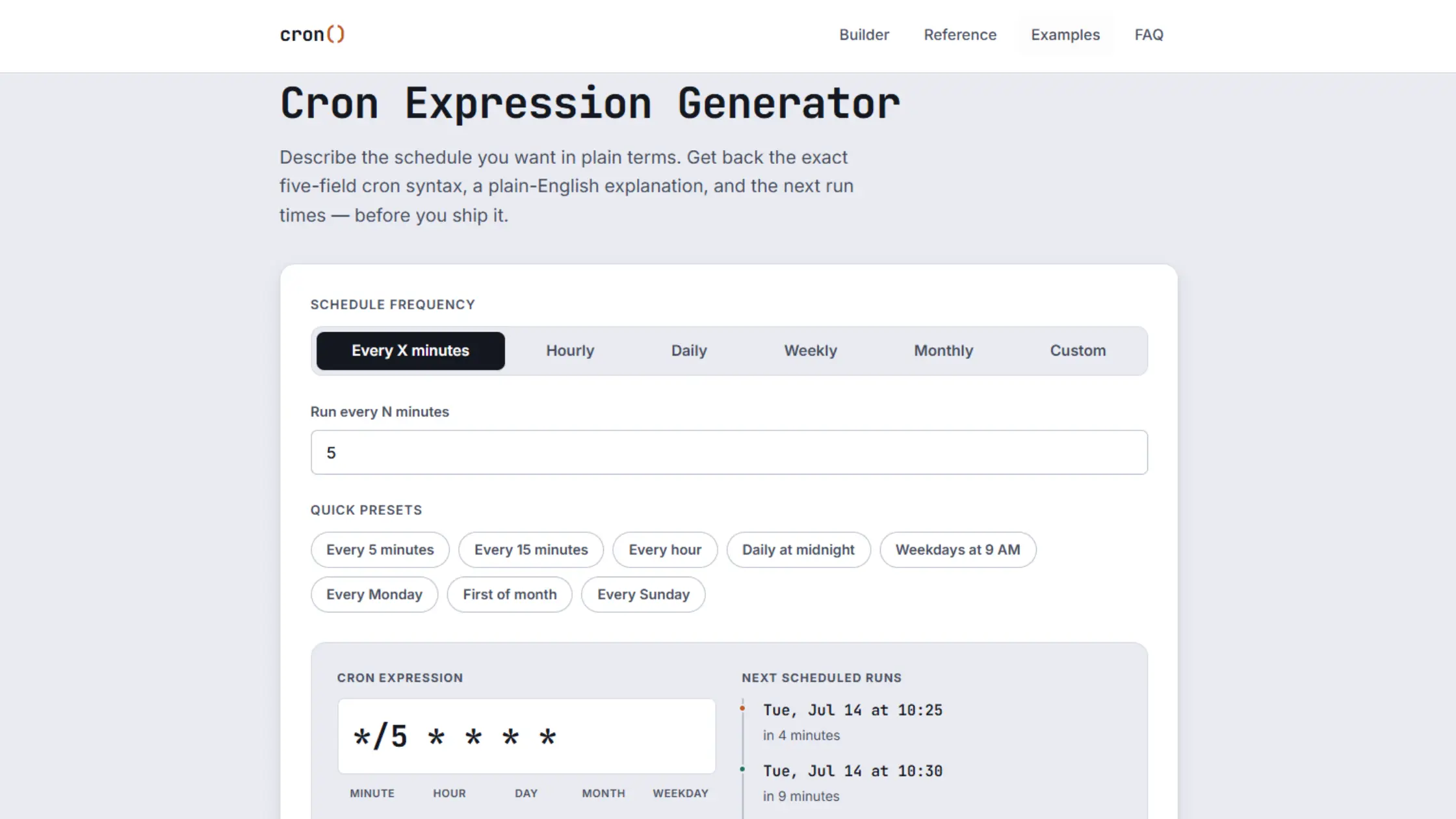 Cron Expression Generator - screenshot